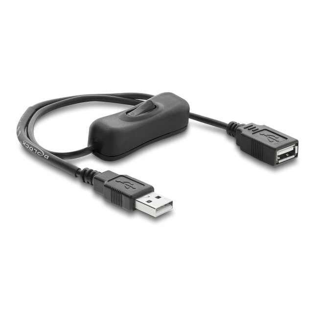 Delock USB power cable Type-A male to female with switch 0.5 m