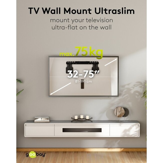 Goobay Ultraslim TV Wall Mount FIXED (L)