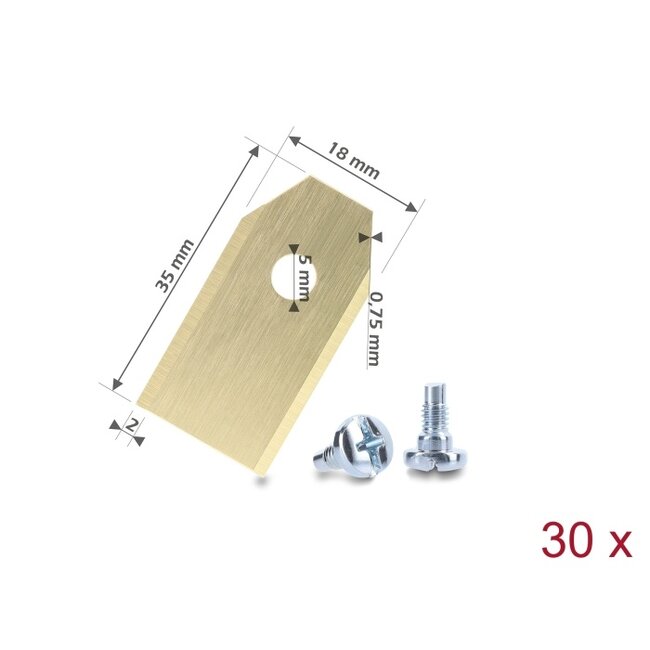 Delock Replacement Blades with Titanium Coating suitable for Husqvarna / Gardena / Segway Robotic Lawn Mowers 30 pieces