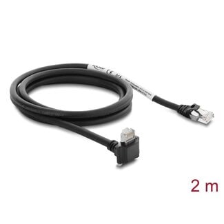 DeLOCK Delock GigE Camera Cable RJ45 plug 90° angled with screws, connector length 28 mm to RJ45 plug Cat.6 S/FTP 2 m black