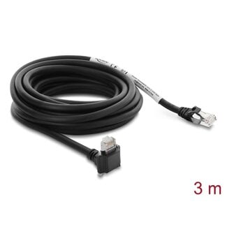 DeLOCK Delock GigE Camera Cable RJ45 plug 90° angled with screws, connector length 28 mm to RJ45 plug Cat.6 S/FTP 3 m black
