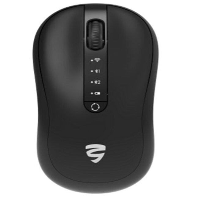 Dual-mode draadloze muis met 4 knoppen, 2.4G+BT, zwart