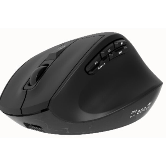 Triple-mode draadloze ergonomische muis met 9 knoppen, 2.4G+BT+USB, zwart