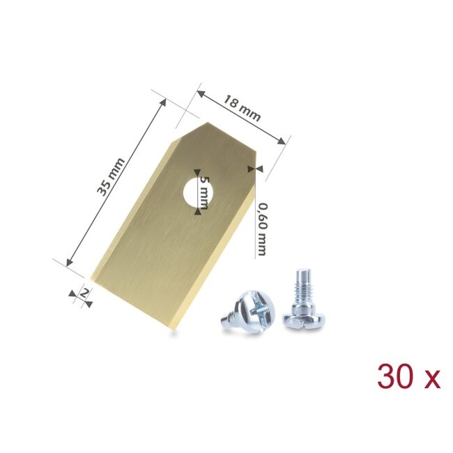 Delock Replacement Blades with Titanium Coating suitable for Husqvarna / Gardena / Segway Robotic Lawn Mowers 30 pieces