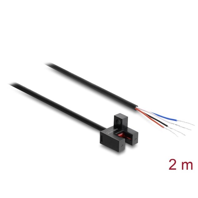 Delock Forked Light Barrier 5 mm Type F with 4 x open cable ends PNP L/D switchable 2 m