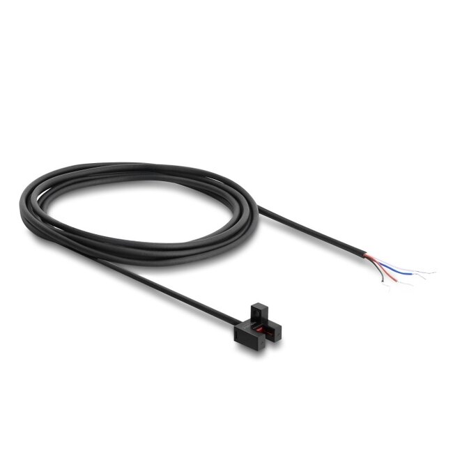 Delock Forked Light Barrier 5 mm Type F with 4 x open cable ends PNP L/D switchable 2 m