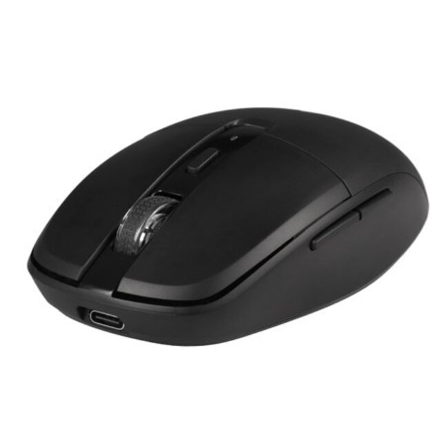 Dual-mode draadloze muis met 6 knoppen, 2.4G+BT, zwart