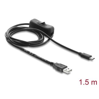 DeLOCK Delock USB power cable Type-A male to USB Type-C™ male with switch 1.5 m