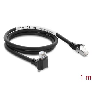 DeLOCK Delock GigE Camera Cable RJ45 plug 90° angled with screws, connector length 28 mm to RJ45 plug Cat.6 S/FTP 1 m black