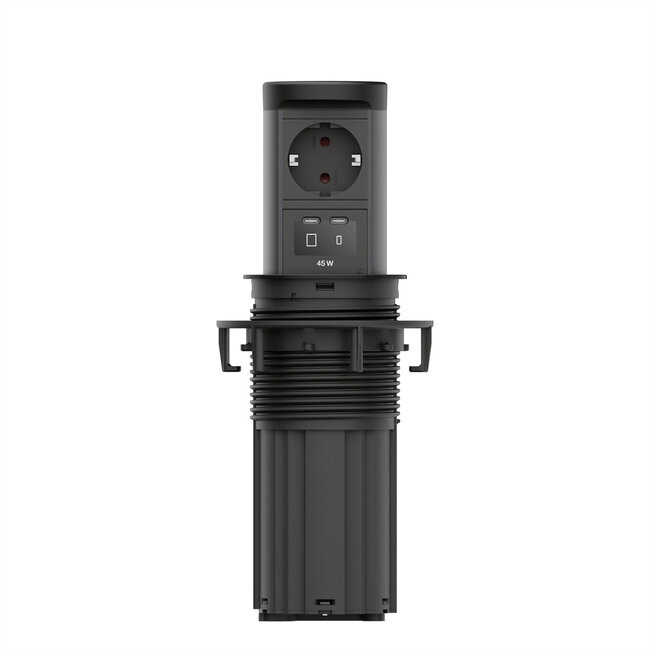 BACHMANN ELEVATOR2 1xCEE7/3, 1xUSB C/C 45W RAL9005 0,5m ISV