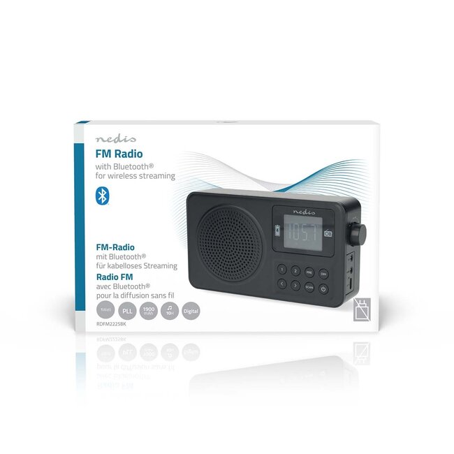 Nedis portable radio | FM-radio, Bluetooth en AUX | 2W | zwart