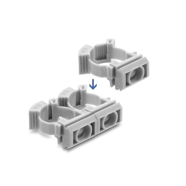 Delock Cable Conduit Holder with locking clip, screw-on for 16 mm cable protection sleeve, 100 pieces, grey