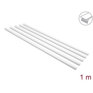 DeLOCK Delock Cable Duct self-adhesive with sliding cover 25 x 10 mm - length 1 m, pack of 5 pcs, white