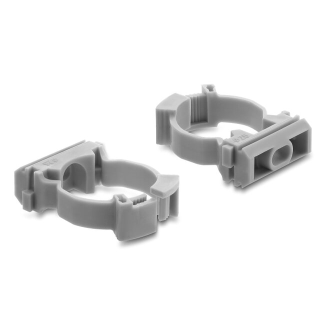 Delock Cable Conduit Holder with locking clip, screw-on for 25 mm cable protection sleeve, 100 pieces, grey
