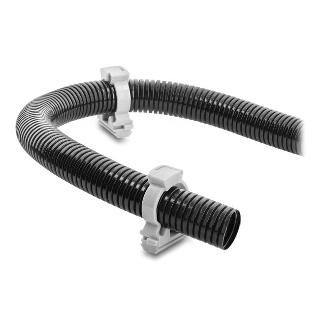 Delock Cable Conduit Holder with locking clip, screw-on for 25 mm cable protection sleeve, 100 pieces, grey