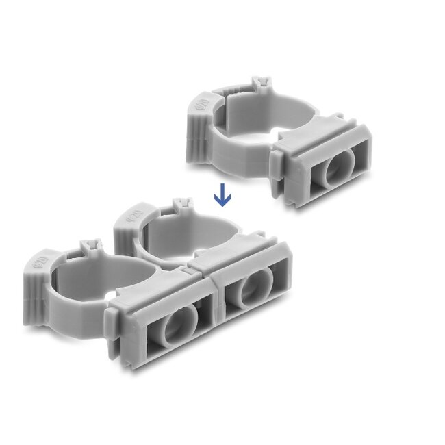 Delock Cable Conduit Holder with locking clip, screw-on for 20 mm cable protection sleeve, 100 pieces, grey