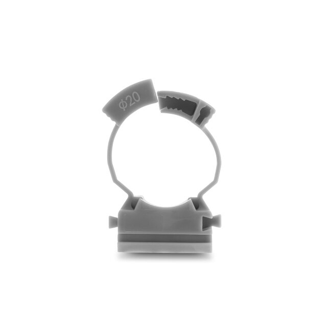 Delock Cable Conduit Holder with locking clip, screw-on for 20 mm cable protection sleeve, 100 pieces, grey