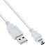 InLine® USB 2.0-minikabel, USB A male naar mini B male 5-pin, wit, 1m