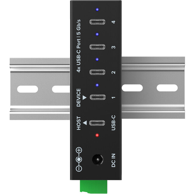 InLine® USB 3.2 Gen.1 industriële hub, USB-C, 4-poorts, met voeding