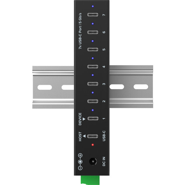 InLine® USB 3.2 Gen.1 industriële hub, USB-C, 7-poorts, met voeding