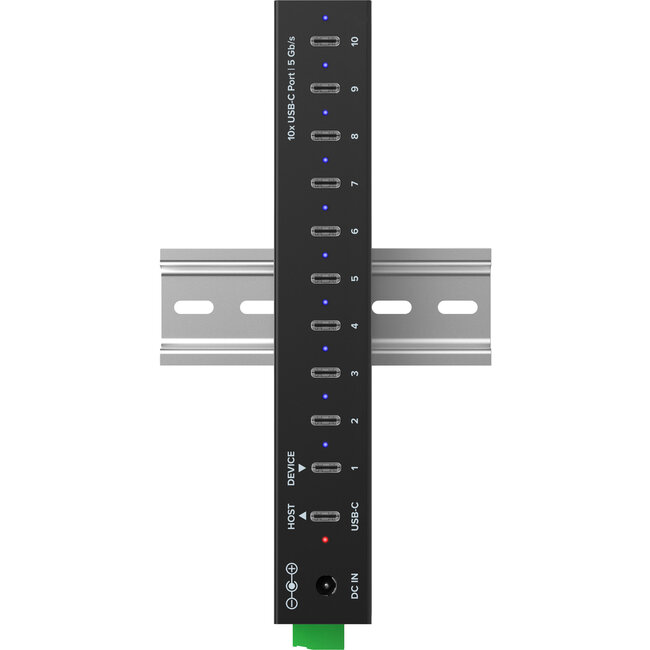 InLine® USB 3.2 Gen.1 industriële hub, USB-C, 10-poorts, met voeding