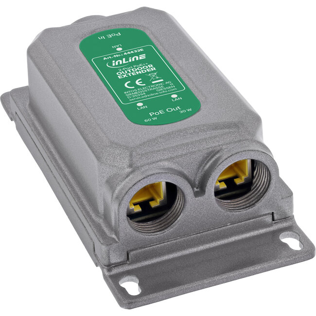 InLine® Gigabit PoE-extender, 90W, 2 poorten, IP67, IEEE 802.3bt