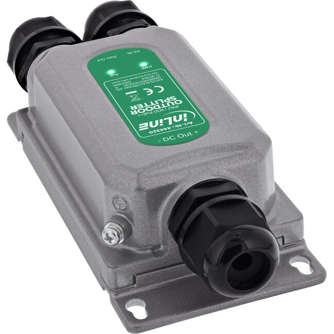 InLine® PoE++-splitter, 60W, 12V, 1Gb/s, IP67, IK10