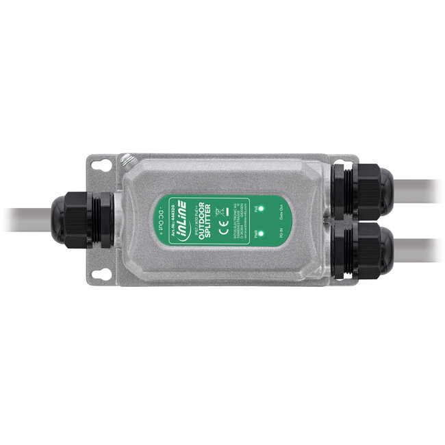 InLine® PoE++-splitter, 60W, 12V, 1Gb/s, IP67, IK10