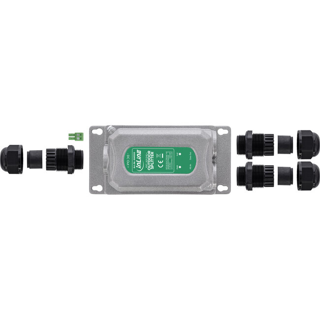 InLine® PoE++-splitter, 60W, 12V, 1Gb/s, IP67, IK10
