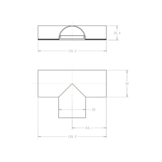 T-stuk 50 mm voor kabelgoot [aluminium]