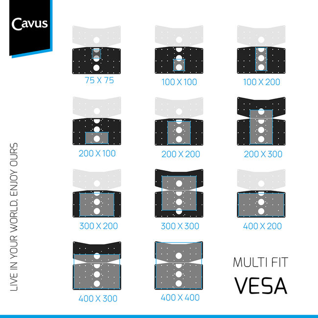 Vloerstandaard EDGE zwart 100 cm MULTIFIT VESA 75x75 tot 400x400