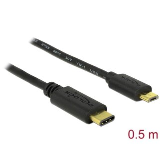 DeLOCK Delock Cable USB Type-C™ 2.0 male > USB 2.0 Type Micro-B male 0.5 m black