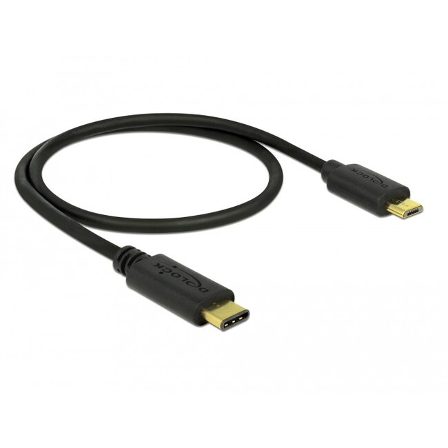 Delock Cable USB Type-C™ 2.0 male > USB 2.0 Type Micro-B male 0.5 m black