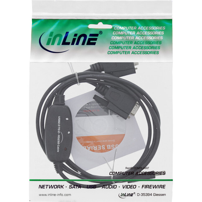 InLine® USB 2.0 naar 2x serieel adapterkabel, stekker A naar 2x 9-pins, 1,5m