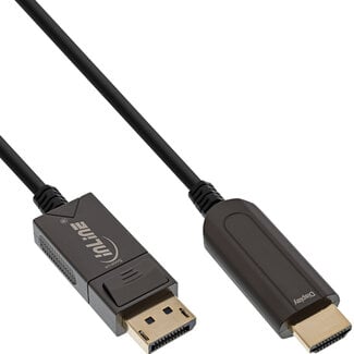 InLine InLine® DisplayPort naar HDMI AOC-converterkabel, 4K/60 Hz, zwart, 20m