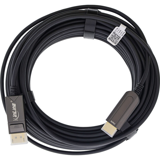 InLine® DisplayPort naar HDMI AOC-converterkabel, 4K/60 Hz, zwart, 20m