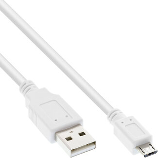 InLine InLine® Micro-USB 2.0 kabel, USB-A stekker naar Micro-B stekker, wit, 1,5m