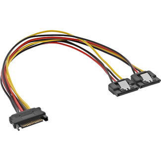 InLine InLine® SATA power Y-kabel, SATA female naar 2x SATA ST met kabelschoen, 0,30m