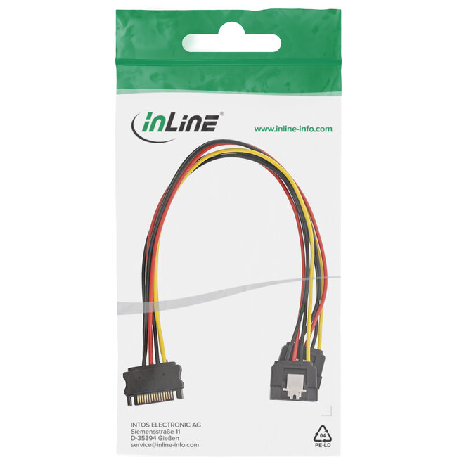 InLine® SATA power Y-kabel, SATA female naar 2x SATA ST met kabelschoen, 0,30m