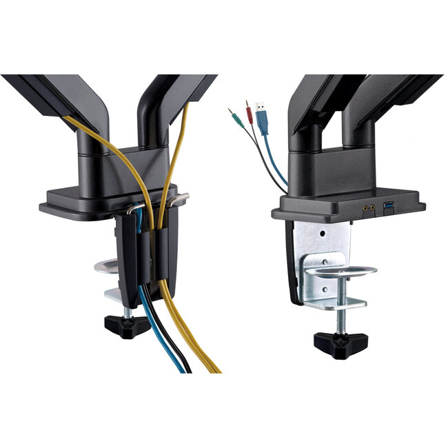 InLine® bureausteun met lifter & USB/audio, 2 monitoren tot 81cm (32"), zwart