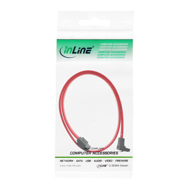 InLine® SATA verbindingskabel haaks, met veiligheidslip, 0,5m