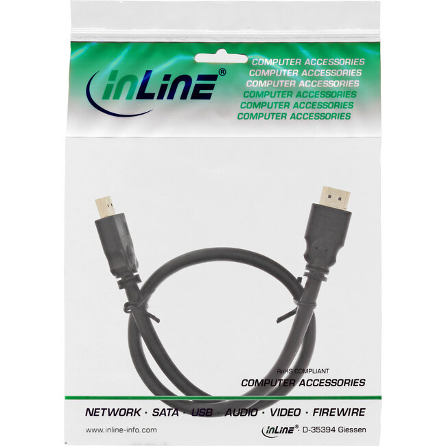 InLine® HDMI kabel, HDMI high speed, male /male, vergulde contacten, zwart, 7,5m