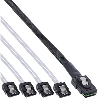 InLine InLine® SAS verbindingskabel, Mini-SAS SFF-8087 naar 4x SATA, 1:1, OCR, 1m