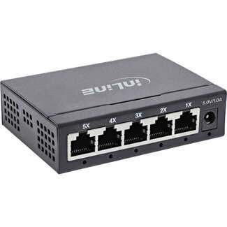 InLine InLine® 5-poorts Gigabit-switch, 1 Gb/s, desktop, metalen behuizing