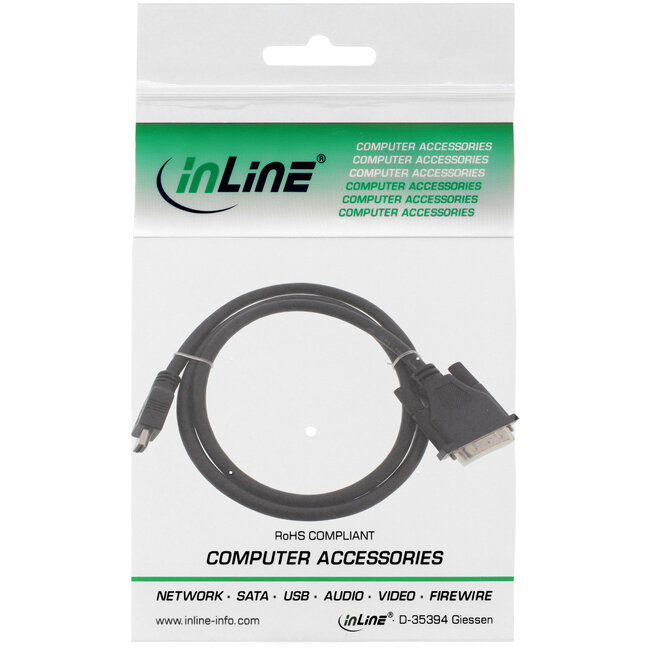 InLine® HDMI-DVI-adapterkabel, HDMI male naar DVI 18+1 male, 2 m