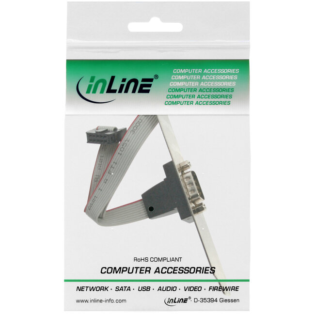 InLine® Slotplaatje, DB9M naar 10-pins interne stekker, 1:1, 0.25m
