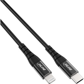 InLine InLine® USB-C Lightning-kabel, voor iPad, iPhone, iPod, zwart/alum. 2m MFi-certi