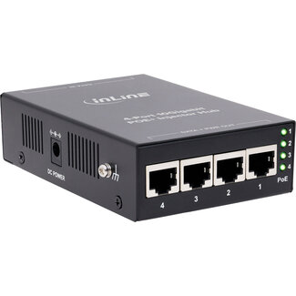 InLine InLine® PoE+ 10Gigabit injector hub 4 poorten (4x PoE+), 10Gb/s, metaal
