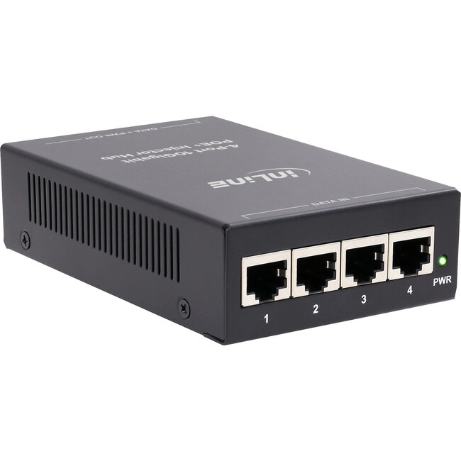 InLine® PoE+ 10Gigabit injector hub 4 poorten (4x PoE+), 10Gb/s, metaal