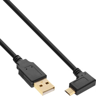 InLine InLine® Micro-USB 2.0 kabel, USB-A male/Micro-B male haaks,gouden contacten,1.5m